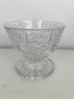 Crystal bowl with foot used, elegant engraved design