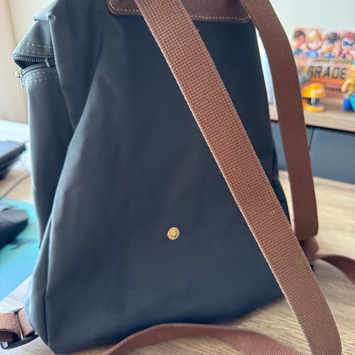 Longchamp backpack used, zipper needs repair, beige and gray