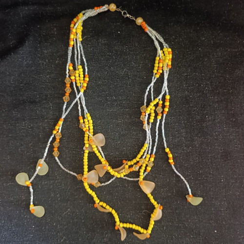Boho multilayer necklace with beads like new, summer colors