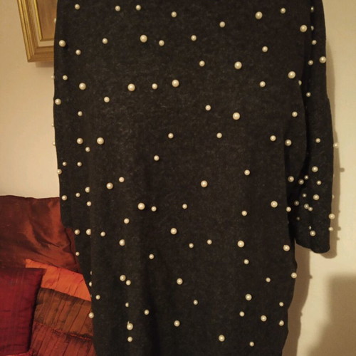 ZARA blouse gray with pearls used, 3/4 sleeve