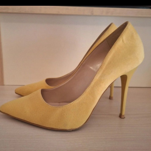 yellow suede pumps size 39 10 cm heel