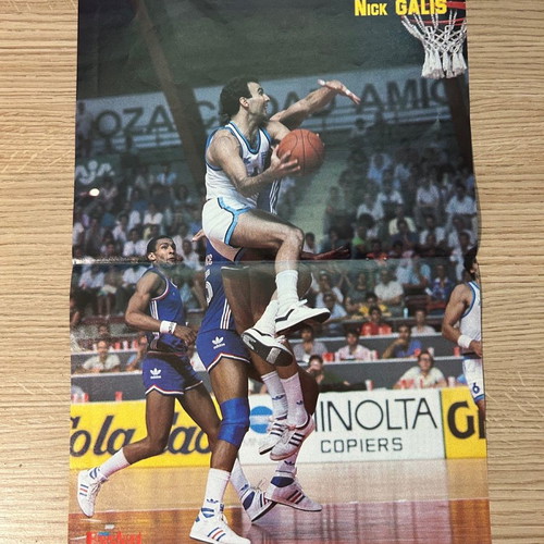 Rare Nikos Galis poster with Greece national team jersey from French magazine