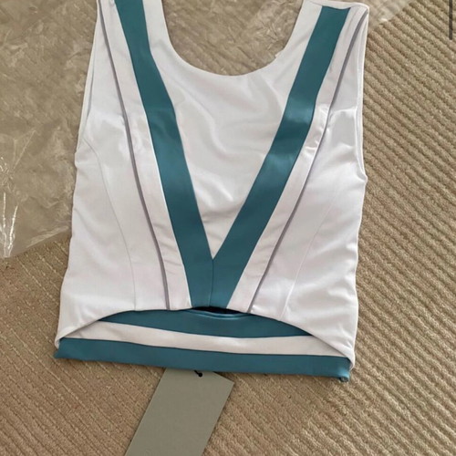 Quavino Athletic Bustier Top New, White Blue, Small