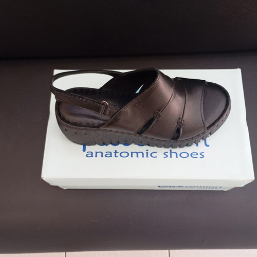 Platform sandals new, genuine leather, comfortable anatomical sole, black