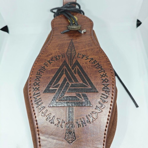 Leather Belt Pouch new with Valknut symbol and Scandinavian Runes