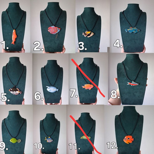 Fish necklace new, handmade colorful summer jewelry