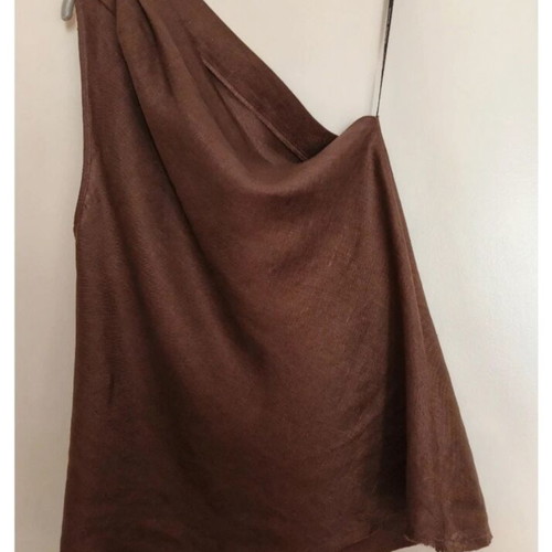 Ckontova one-shoulder top new with tags, brown