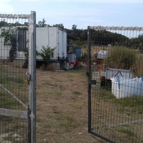 Agricultural land fenced 1.5 stremma with two container warehouses in Hortiatis