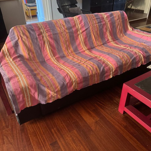 Cotton throw for 3-seater sofa used, colorful