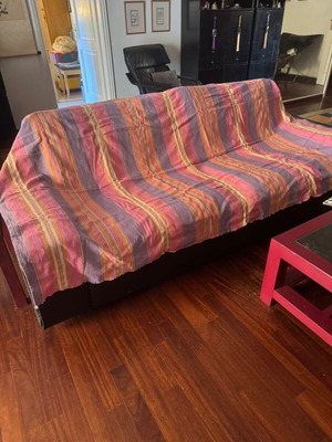 Cotton throw for 3-seater sofa used, colorful