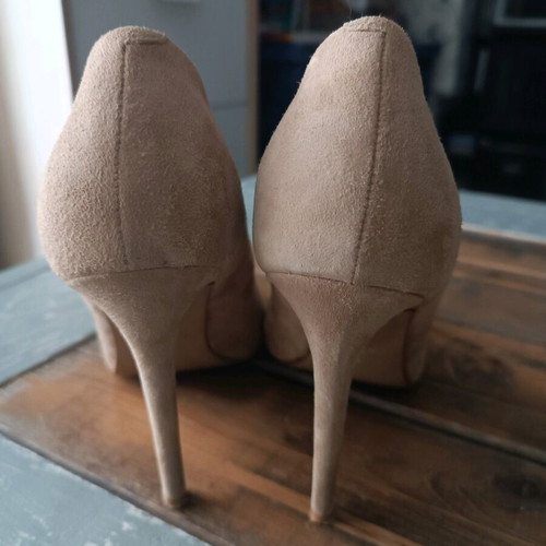 Badura high heels used, nude leather and suede, 20 cm heel
