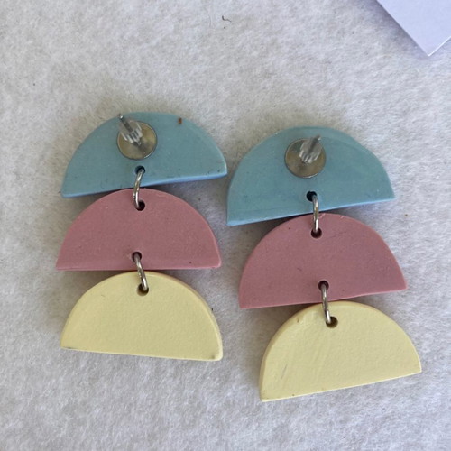Long colorful handmade clay earrings new