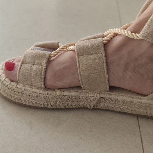 Women's Espadrille Sandals Taupe with Jute Sole and Gladiator Style