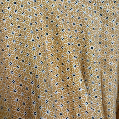 Vintage Chic midi A-line skirt, mustard with geometric pattern