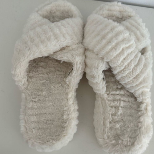 Zara Home fur slippers used, size 36, white