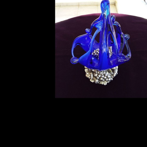 Decorative blue glass centerpiece like new