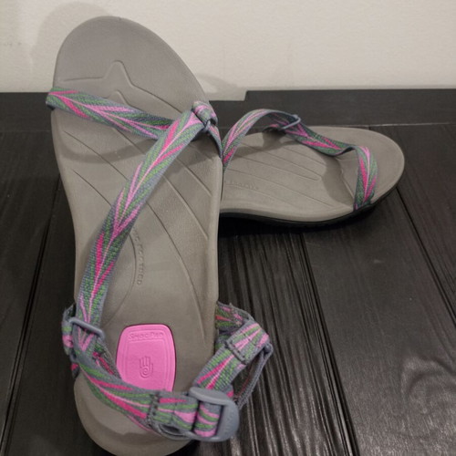 Teva Zirra women's hiking sandals, size 39, grey with pink and green details