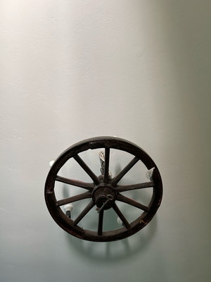 Lamp from cart wheel refurbished, from 1920