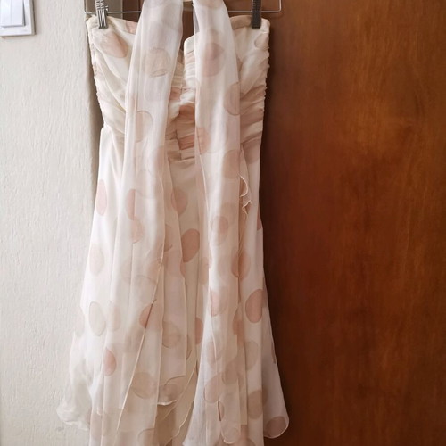 Silk strapless women's dress new, white pink size M