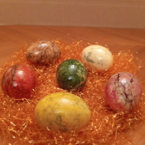 Set of 6 Decorative Easter Eggs from Natural Marble and Onyx, Vintage