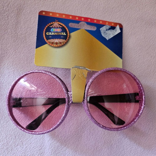 Funny glasses pink with glitter new