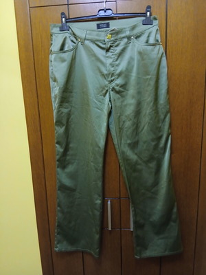 Versace men's satin pants used, green, size L