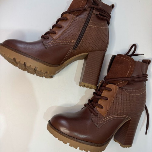 Leather ankle boots brown like new with suede details
