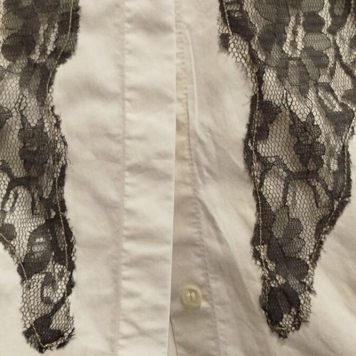 Tuzzi women's white shirt with grey lace small-medium, like new