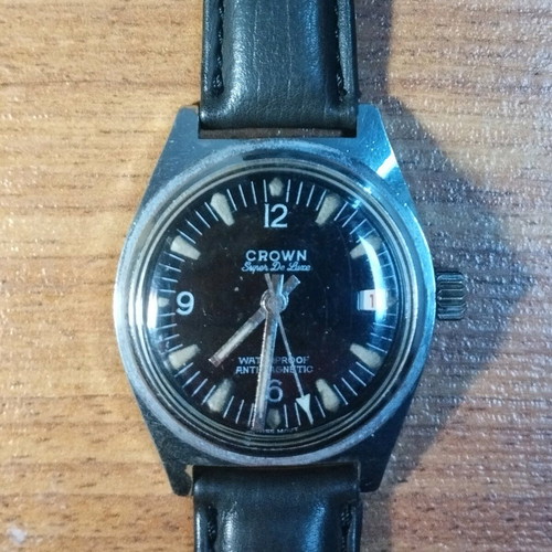 CROWN Super De Luxe wristwatch used, military style