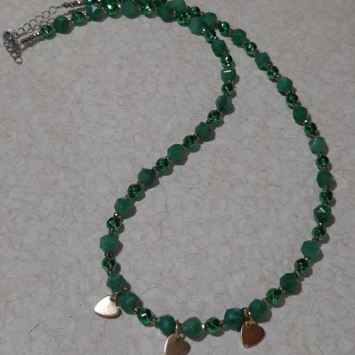 Necklace aventurine and hematite in steel new