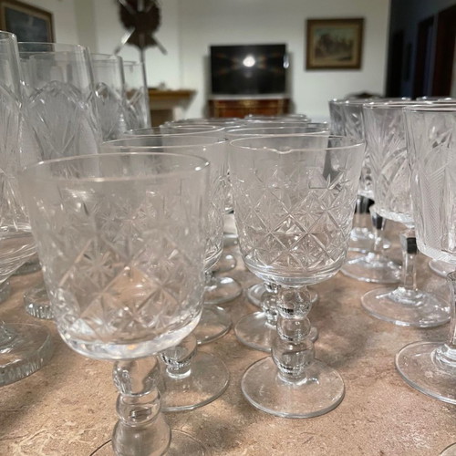 Crystal glasses used, set of 97 pieces