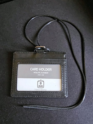 Leather card holder with elastic cord new, black