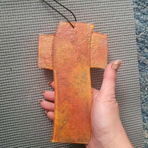 Glass hanging cross like new
