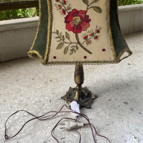 Table lamp used, 45cm bronze embroidered shade from 70s