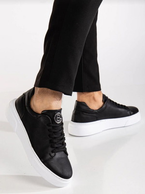 Men's Sporty Elegant Sneakers size 41, new, eco leather, black