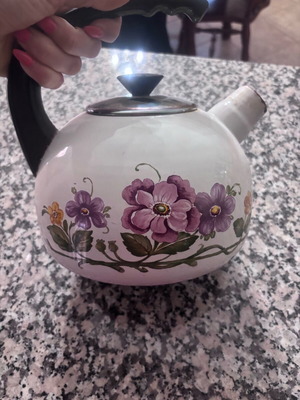 Villeroy and Boch enamel teapot used with floral design