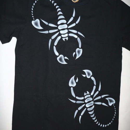Indico Handmade Scorpion Airbrush T-Shirt Size L XL New