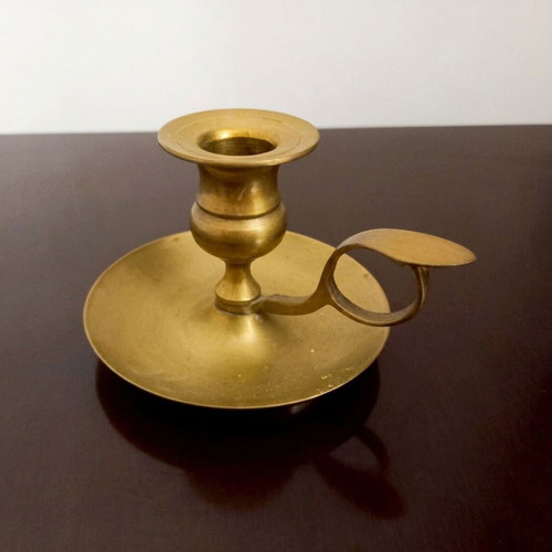Vintage brass candle holder used, classic decoration