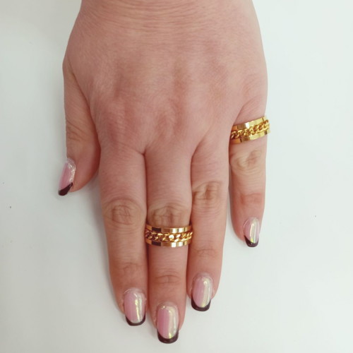 Steel chain spinner ring new, gold plated
