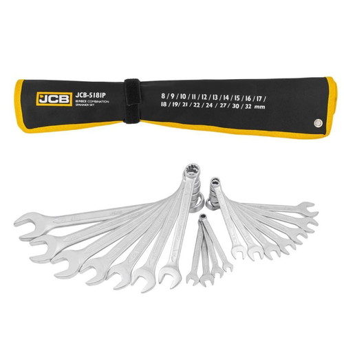 JCB Combination Spanner Set 8-32 mm 18 Pieces New