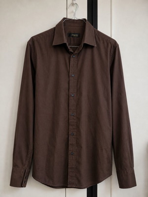 Zara Men Slim Fit Shirt brown, like new, size M-L
