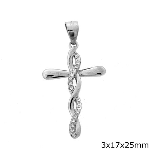 Silver cross new 925° with white zircons