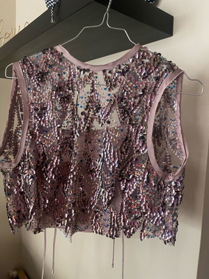 Zara Top σαν καινούργιο, ροζ με παγιέτες, μέγεθος XS