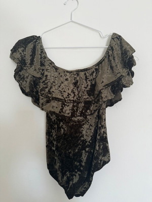 Suede bodysuit used, khaki, size M