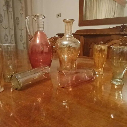 Vintage drink glasses and jugs like new, set of 10 pieces