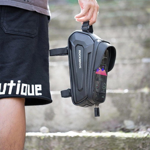 Rockbros B68-1 armored bicycle bag with phone holder 1.7l, black