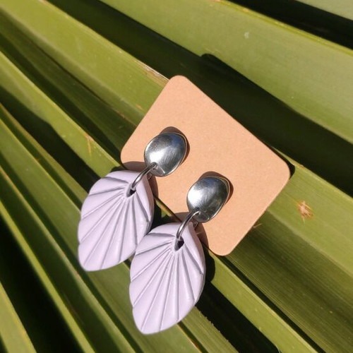 Handmade earrings new, light purple, polymer clay and steel