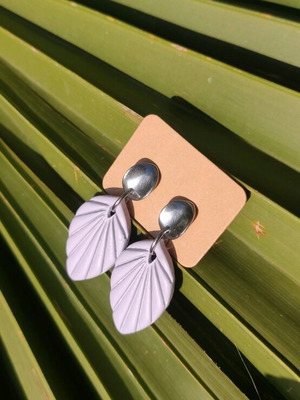 Handmade earrings new, light purple, polymer clay and steel