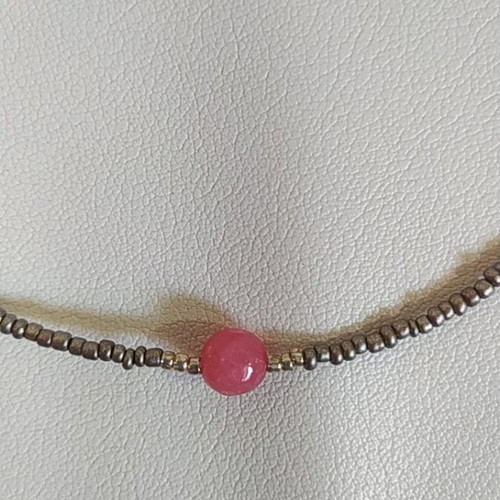 Handmade necklace with pink chalcedony, new