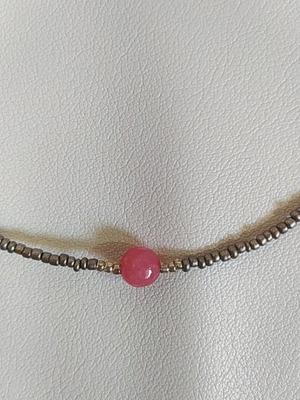 Handmade necklace with pink chalcedony, new